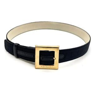 Authentic Bvlgari Black Leather Belt GD SK9313